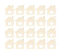 Sagome in legno grezzo a forma di casa, tagliate al , ornamento a forma di casa in legno non finito | Case in legno non finite per artigianato | Ornamento a forma di cuore cavo per la casa e la
