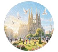 Sagrada Família, Spain 1000 Pezzi Puzzle Grande Adulti Building Puzzle Rotondo Idea Regalo Per Famiglia Per Adulti E Bambini Stampa Di Alta Qualità 1000pcs (67.5x67.5cm)