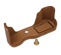 Sagreeny Custodia protettiva per fotocamera compatibile con Olympus OM-D E-M10 Mark IV, in pelle PU, mezza custodia per fotocamera con cinturino da polso, Marrone, 1.97×1.97×0.47 inch, manicotto di