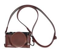 Sagreeny Kit custodia per fotocamera compatibile con Leica D-LUX8 fatta a mano in vera pelle mezza custodia protettiva con copriobiettivo anteriore, tracolla, apertura inferiore, design per batteria e