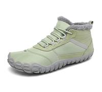 SAGUARO Barefoot Donna Invernali Scarponcini Caldi, Scarpe Minimaliste con Punta Ampia e Suola Drop Zero, Stivaletti Trekking Passeggio Città Verde, Gr.36