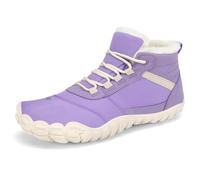 SAGUARO Barefoot Donna Invernali Scarponcini Caldi, Scarpe Minimaliste con Punta Ampia e Suola Drop Zero, Stivaletti Trekking Passeggio Città Viola, Gr.39