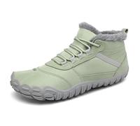 SAGUARO Barefoot Donna Invernali Scarponcini Caldi, Scarpe Minimaliste con Punta Ampia e Suola Drop Zero, Stivaletti Trekking Passeggio Città Verde, Gr.39