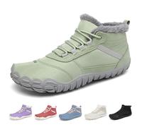 SAGUARO Barefoot Donna Invernali Scarponcini Caldi, Scarpe Minimaliste con Punta Ampia e Suola Drop Zero, Stivaletti Trekking Passeggio Città Verde, Gr.40