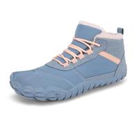 SAGUARO Barefoot Donna Invernali Scarponcini Caldi, Scarpe Minimaliste con Punta Ampia e Suola Drop Zero, Stivaletti Trekking Passeggio Città Blu, Gr.37