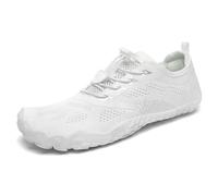 SAGUARO Barefoot Shoes Uomo Donna Scarpe Barefoot Minimaliste Scarpe a Piedi Nudi Antiscivolo Scarpe Trail Running Leggere Scarpe Dita Bianco,Gr.36