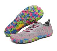 SAGUARO Barefoot Shoes Uomo Donna Scarpe Barefoot Minimaliste Traspiranti Scarpe a Piedi Nudi Leggere Scarpette Dita per Trail Running Trekking Palestra Grigio Rosa,Gr.36