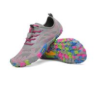 SAGUARO Barefoot Shoes Uomo Scarpe Barefoot Donna Scarpe Minimaliste Scarpe a Piedi Nudi Antiscivolo Scarpe Trail Running Traspiranti Scarpe Dita Rosa Grigio EU Gr.36
