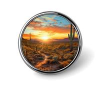 Saguaros at Sunset Button Pin 2,5 cm, spille da bavero in metallo personalizzate, spilla rotonda leggera, eleganti spille smaltate per camicie, giacche, borse e regali