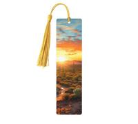 Saguaros at Sunset Segnalibri in legno per gli amanti dei libri, segnalibro fai da te fatto a mano con nappe colorate stampati su entrambi i lati, segnalibri artistici per libri, regalo per donne e