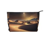 Sahara Desert - Borsa per il trucco in velluto a coste con chiusura a cerniera, multifunzione, 22 x 7 x 17 cm, per viaggi, campeggio, vacanze, fitness, Nero , Taglia unica