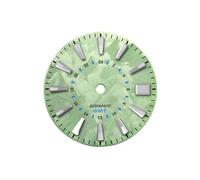 Saharuse 1pc 28,5 mm quadrante dell'orologio Serie Sakura Texture Facce Accessori for Movimento NH34 GMT(Light Green blueGMT,Greene lume No Logo)