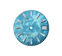 Saharuse 1pc 28,5 mm quadrante dell'orologio Serie Sakura Texture Facce Accessori for Movimento NH34 GMT(Lake Blue yellowGMT,Blue lume No Logo)