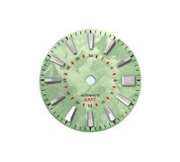 Saharuse 1pc 28,5 mm quadrante dell'orologio Serie Sakura Texture Facce Accessori for Movimento NH34 GMT(Light Green redGMT,Greene lume No Logo)