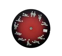 Saharuse 1pc 28.5mm Postura Divertente Calendario Singolo quadrante dell'orologio C3 Luce Notturna Verde Adatta for Movimento Automatico NH34 NH35(Red)