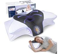 SAHEYER Cuscino Cervicale, 2 in 1 Cuscino Ergonomico Memory Foam per Dormire il Supporto della nuca, 2 Altezza Cuscino Ortopedico per Alleviare il Dolore al Collo, 70 x 40 x 15/12 cm, Grigio