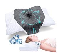 SAHEYER Cuscino Cervicale per Dormire, Cuscino Ortopedico a Memoria di forma per il Supporto della nuca, Cuscini Ergonomico per il sonno, 60 x 35,5 x 13/10 cm