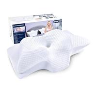 SAHEYER Cuscino Cervicale per Dormire, Cuscino Ortopedico a Memoria di forma per il Supporto della nuca, Cuscini Ergonomico per il sonno, 60 x 35,5 x 13/10 cm,Bianco
