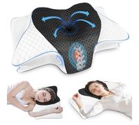 SAHEYER Cuscino Cervicale per Dormire, Cuscino Ortopedico a Memoria di forma per il Supporto della nuca, Cuscini Ergonomico per il sonno, 60 x 35,5 x 13/10 cm, Grigio