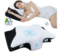 SAHEYER Cuscino Cervicale per Dormire Memory Foam 2 in 1 Doppia Altezza | Cuscino Ergonomico per Supporto, Ideale per ogni Posizione del Sonno,con Federa Sfoderabile e Lavabile,60x35,5x13/11cm,Nero