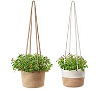Sahgsa 2 Portavaso Cestini Intrecciati per Piante, 30 cm, da Appendere, in Corda di Cotone, per Interni ed Esterni, Decorazione da Giardino