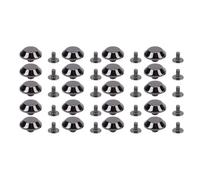 Sahgsa 20 Rivetti in lega a forma di secchio da 15 mm, rivetti Punk a vite con viti incrociate da 6 mm, argento e nero per la decorazione di scarpe da borsa per artigianato