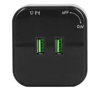 Sahgsa Adattatore Quadrato Doppio Binario USB Efficiente Presa di Estensione Cordless per Cucina, Camera da Letto PC 1 Adattatore per Binario