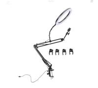 Sahgsa Luce ad anello regolabile sopra la testa con clip per telefono: adatto per bellezza, trucco, nail art e live streaming