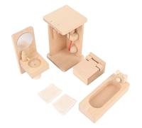 Sahgsa Mini set di giocattoli da bagno in legno - accessori per vasca da bagno, lavandino e mobili da toilette - idee regalo di compleanno ideali