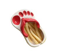 Sahgsa Piatto per spuntini in ceramica a forma di infradito per decorare la casa, caffetteria, studio, design divertente, 200 g (rosso)