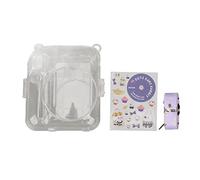 Sahgsa Set di custodie trasparenti per fotocamera istantanea con tracolla e adesivi, protezione rigida per fotocamera 1nstax 12, Lilla, casual