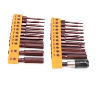 Sahgsa Set di punte ad alta precisione 60 mm esagonali S2 rosso kit di attrezzi hardware per trapano elettrico, manuale - 23 pezzi
