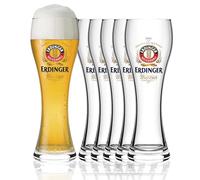 Sahm Erdinger - Set di 6 bicchieri da birra di grano, 500 ml | Design originale birrificio, per grano di lievito, lavabile in lavastoviglie