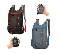 Sahunfri 2 zaini ultra leggeri, zaino pieghevole resistente all'acqua, zaino da viaggio, multifunzionale, per donne e uomini, per campeggio, escursionismo, ciclismo, Nero grigio, M