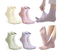 Sahunfri 4 paia di calzini da donna con separatore per dita dei piedi, calzini casual in cotone traspirante con dita dei piedi, EU 35-42 (IT, alfa, taglia unica, regolare, 4 colori B)