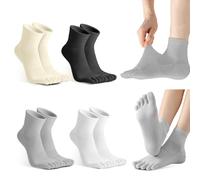 Sahunfri 4 paia di calzini da donna con separatore per dita dei piedi, calzini casual in cotone traspirante con dita dei piedi, EU 35-42 (IT, alfa, taglia unica, regolare, 4 colori A)