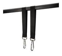 Sahunfri, confezione da 2 ganci per sacco da boxe resistenti, staffa per sacco da boxe e supporto per sacco da boxe con cinghia nera e moschettone (Nero)