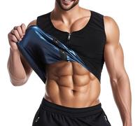 Sahunfri Men's Sauna Vest con cerniera, tuta in PU e seta di latte, triplica la sudorazione, aumenta la combustione delle calorie, tute da sudore per uomini che perdono peso