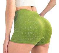 Sahunfri Pantaloncini Palestra Donna Vita Alta, Pantaloni Sportivi Donna Elasticizzati Senza Cuciture per Yoga Palestra Ciclismo Sport Corsa Allenamento (IT, Testo, S, Regular, Regular, Verde)