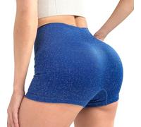 Sahunfri Pantaloncini Palestra Donna Vita Alta, Pantaloni Sportivi Donna Elasticizzati Senza Cuciture per Yoga Palestra Ciclismo Sport Corsa Allenamento (IT, Testo, S, Regular, Regular, Blu)