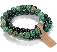 SAIBANGZI Bracciali con Pietre Naturali Autentiche - Bracciale Elastico con Perline da 8mm - Bracciale portafortuna - Bracciale Pietra Energia Positiva