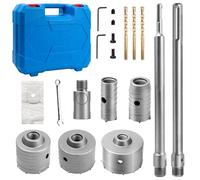 SAIBOO Kit Seghetti a Tazza per Calcestruzzo Set di Trapano a Testa Cava 30/40/68/82/100 mm, con Adattatore SDS Plus & Max e Convertitori Veloci Fresa a Tazza Carotatrice per Pietra Muratura Cemento