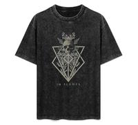 Saicheng in Flames Skull Unisex Printed Tee Graphic Top Men Black T-Shirt Black S