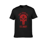 Saicheng Seal Team Six Us Navy Creative Black Men T-Shirt Graphic Printed Top Unisex Tee T-Shirt Black L