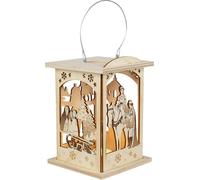 SAICO Lanterna a tre nocciole per Cenerenbrödel 12 cm - Lanterna in legno fatta a mano con illuminazione a LED e timer - Arte in legno favolosa dei Monti Metalliferi - Decorazione da tavolo invernale