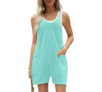 SaiDeng - Salopette da donna corte estive, senza maniche, con spalline e tasche, con gamba larga, casual, tuta da playsuit, Verde menta Corto, M