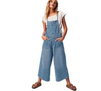 SaiDeng Salopette da donna in denim, comoda tuta in cotone con tasche, modellante e casual, spalline regolabili, Azzurro, M