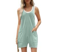 SaiDeng, tuta da donna a bretelle corta estiva - Jumpsuit senza maniche con spalline sottili e tasche - Salopette casual a gamba larga, M
