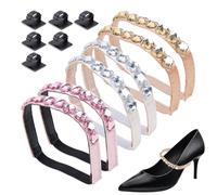 SaiDian 3 paia di eleganti cinturini staccabili per scarpe con tacco alto con strass elastici alla caviglia senza installazione per sandali larghi da donna pantofole e décolleté, Rosa, Medium