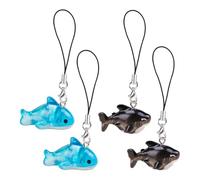 SaiDian 4Pcs Carino Squalo Charms Resina Blu Oceano Tema Telefono Charms per Borse Fotocamere Portachiavi Sea Animal Strap Mobile Pendente Accessori